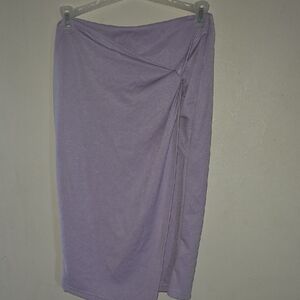 Purple Midi Wrap Skirt with Ruched Design